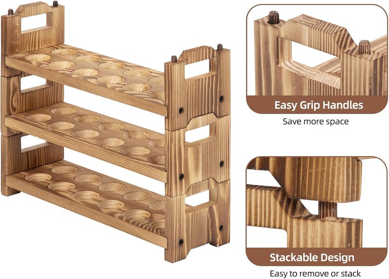 storenization Egg Holder Countertop, 3-tire Solid Wooden Egg Holder, Stackable Egg Storage Basket Holding Up to 36 Fresh Eggs, Chicken, Duck Eggs - Unfinished - Image 4